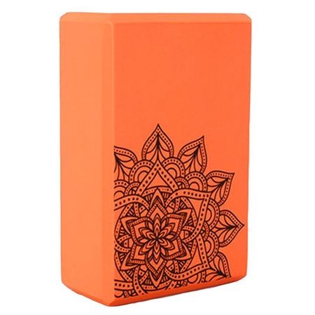 Блок для йоги EVA оранжевый с рисунком