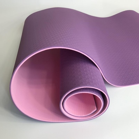 Коврик для йоги и фитнеса Premium TPE+TC 183х61см 6мм фиолетов,с розов