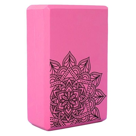 Блок для йоги EVA розовый с рисунком