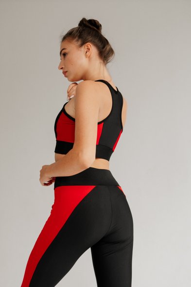 Лосины и топ "Akta Fit Black/Red" ( Спортивный комплект ), Чёрный, S