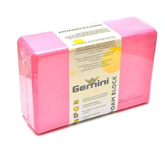 Блок для йоги Gemini 23х15х7,5 см Пудра (GВ001P)