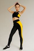 Лосини та топ "Akta Fit Black/Yellow" ( Спортивний комплект ), Чёрный, S