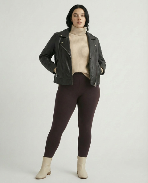 Женские трикотажные повседневные лосины Akta Casual Queen Plus Size (3XL &ndash; 5XL), коричневые, Коричневый, 3ХL