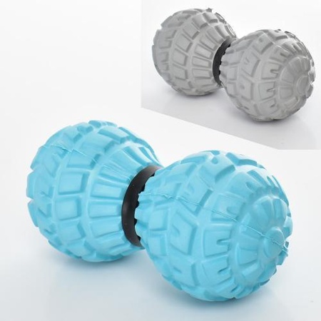 Массажный мяч двойной Duo Massage Ball арахис для йоги и пилатеса 4*5,8*5,8см синий